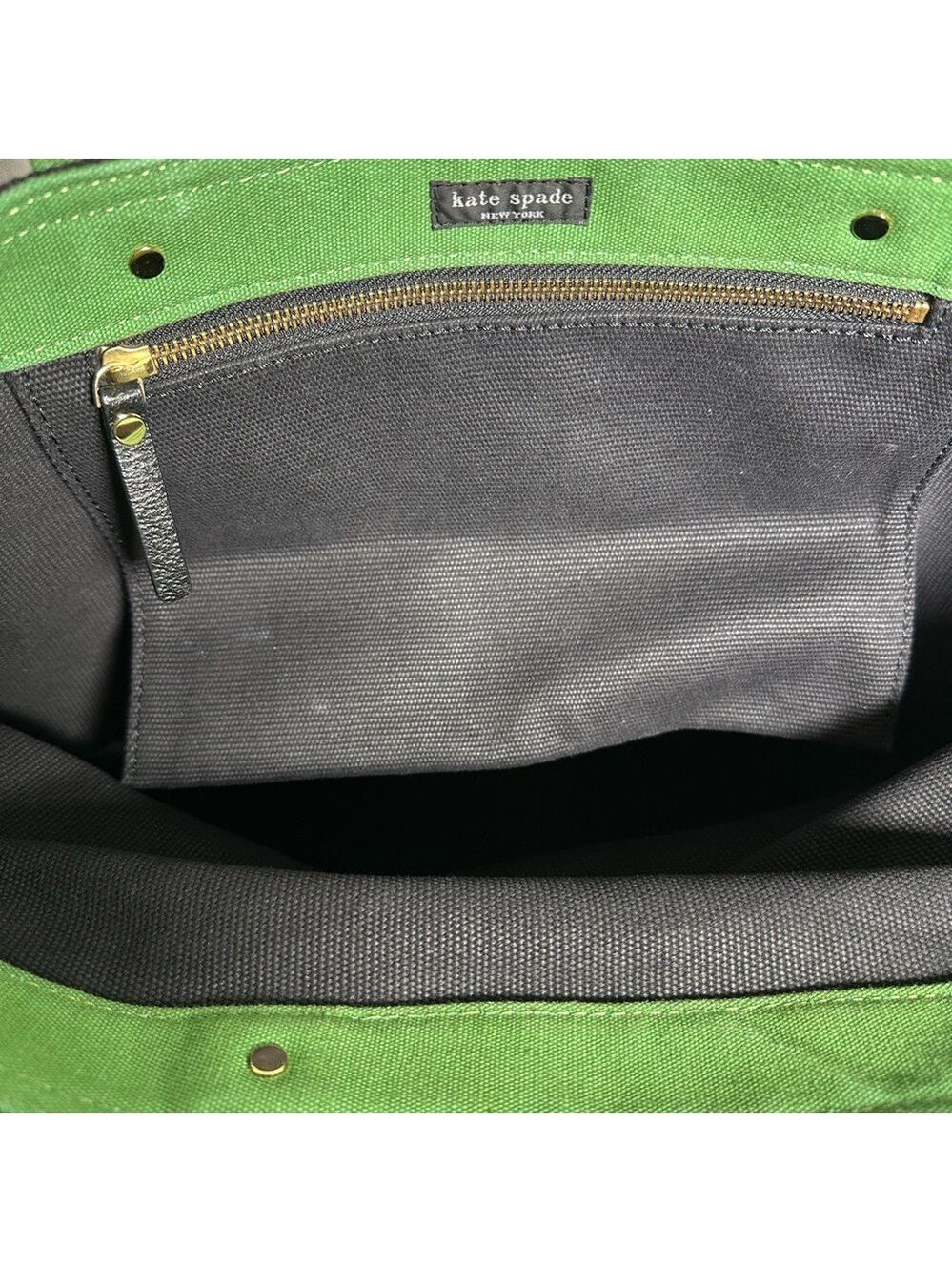 Kate Spade Black Tote with Green Handles - Picture 4 of 8